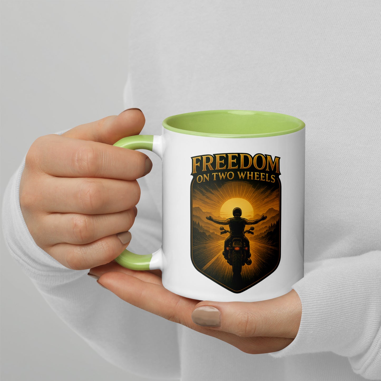 Freedom on Two Wheels - Tasse mit farbiger Innenseite