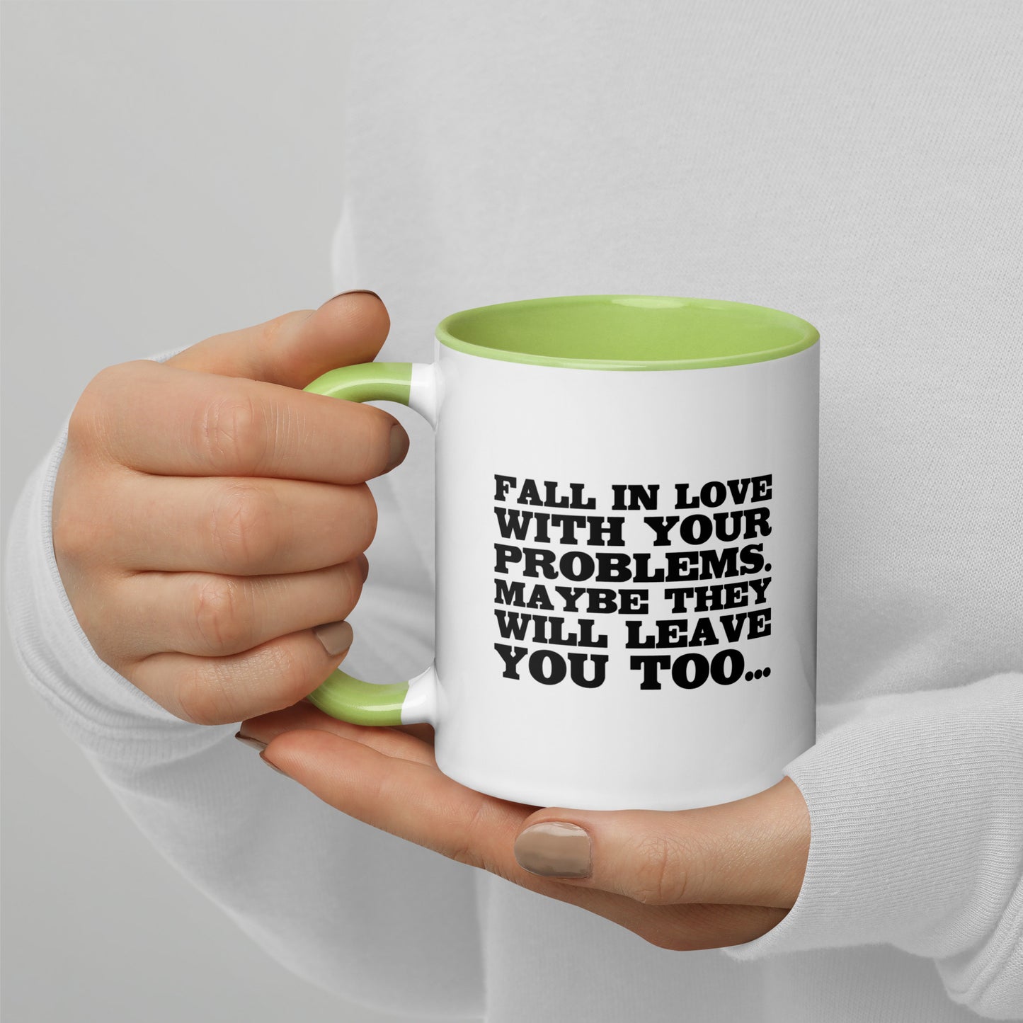 Fall in Love with Your Problems – Tasse mit farbiger Innenseite