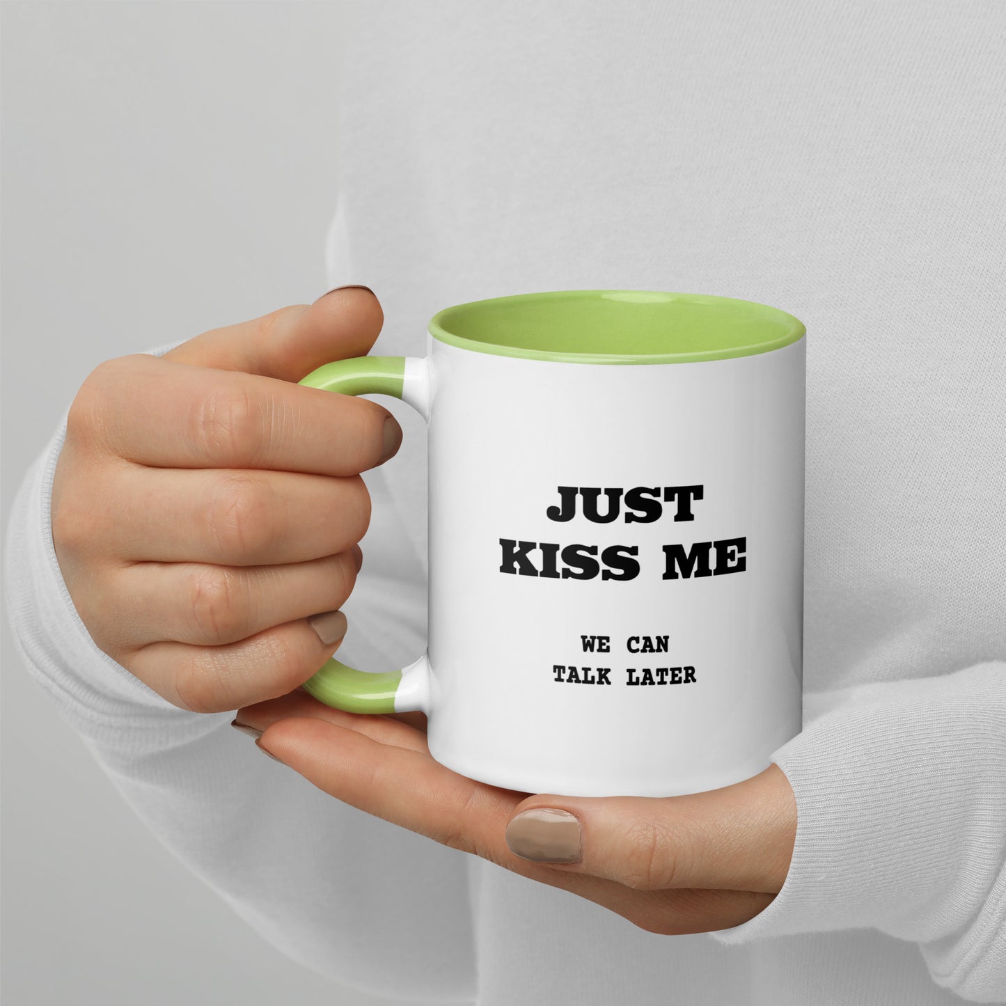 Just Kiss Me - Tasse mit farbiger Innenseite