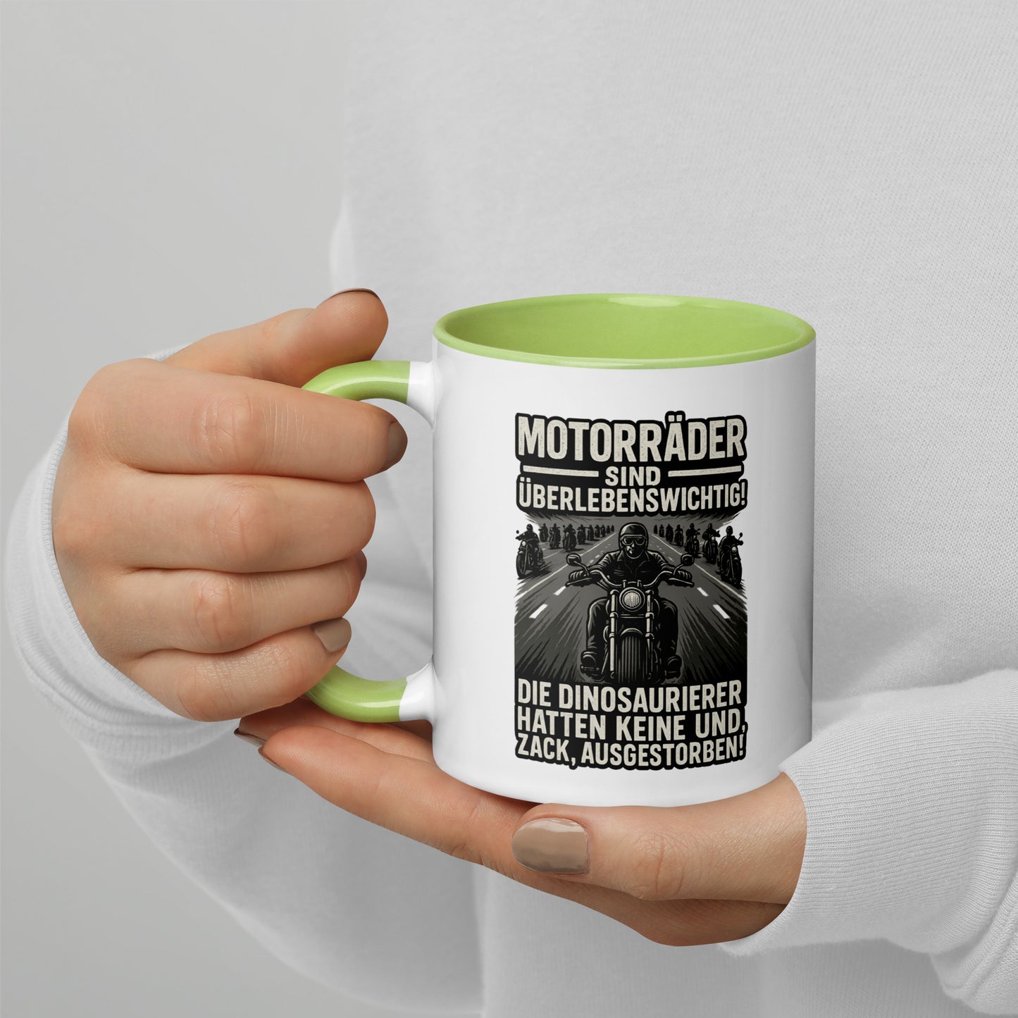 Motorräder sind überlebenswichtig – Biker Tasse mit farbiger Innenseite