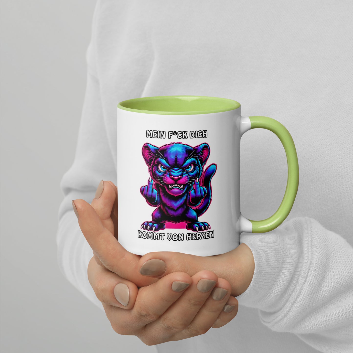 Furia – Mein F*ck Dich kommt von Herzen - Tasse mit farbiger Innenseite