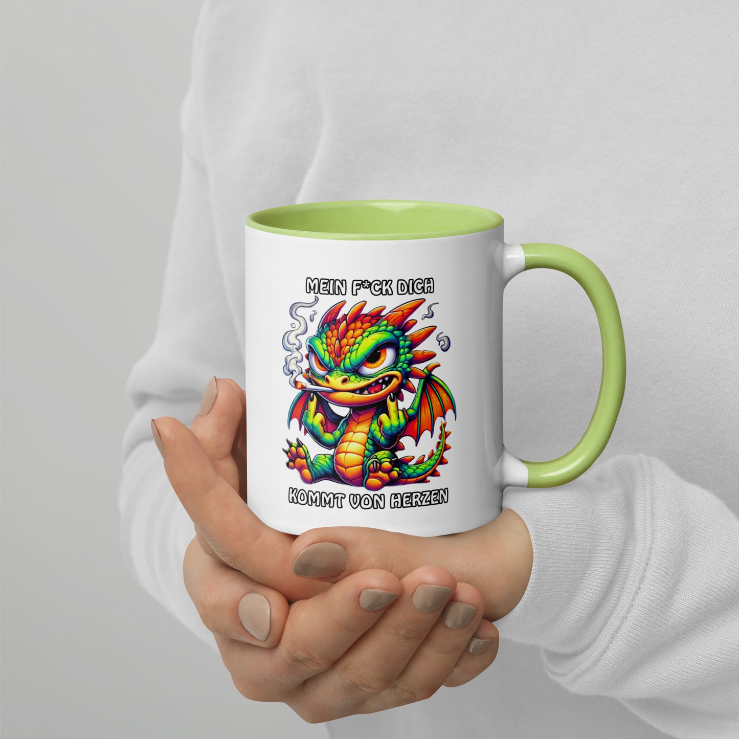 Smoko – Mein F*ck Dich kommt von Herzen - Tasse mit farbiger Innenseite