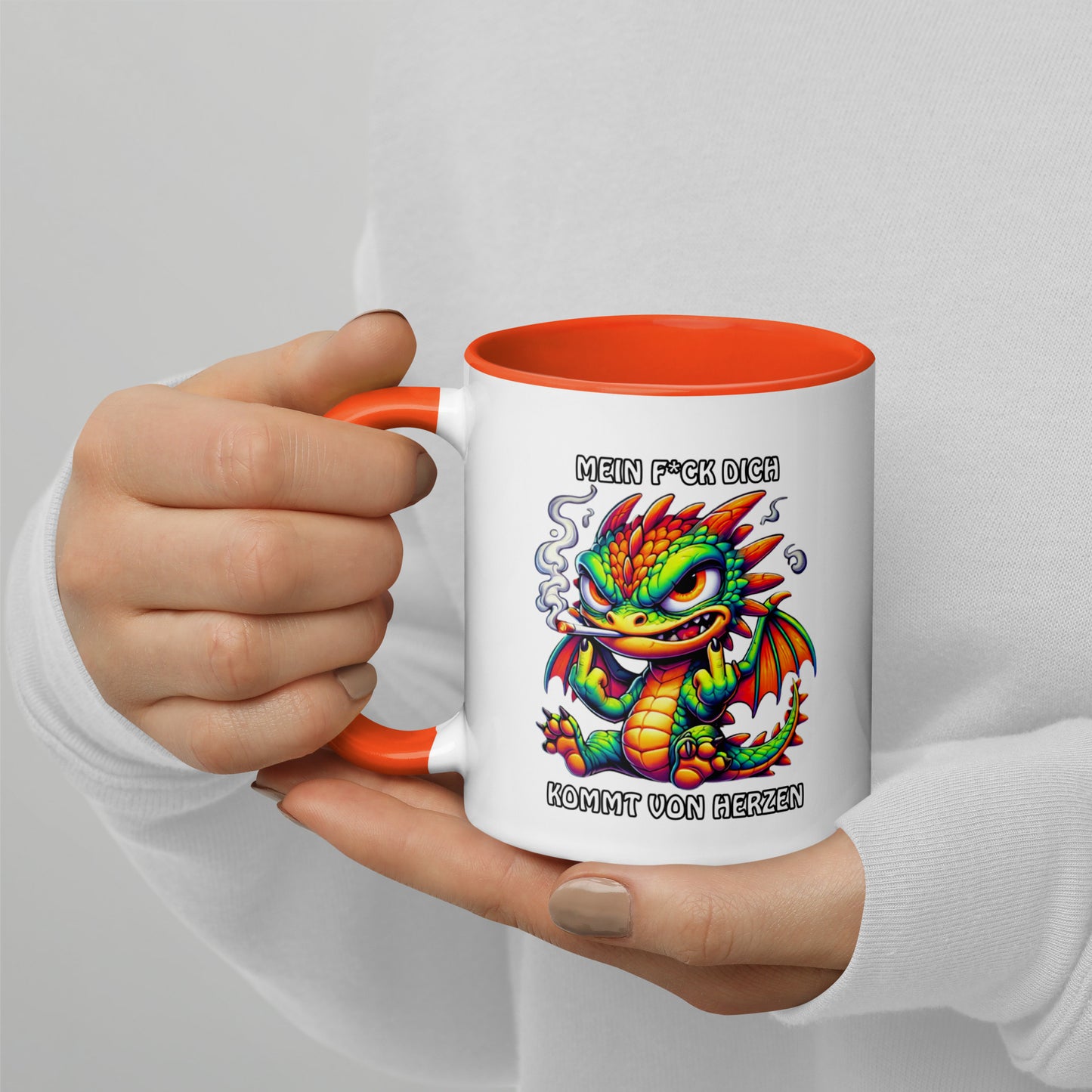Smoko – Mein F*ck Dich kommt von Herzen - Tasse mit farbiger Innenseite
