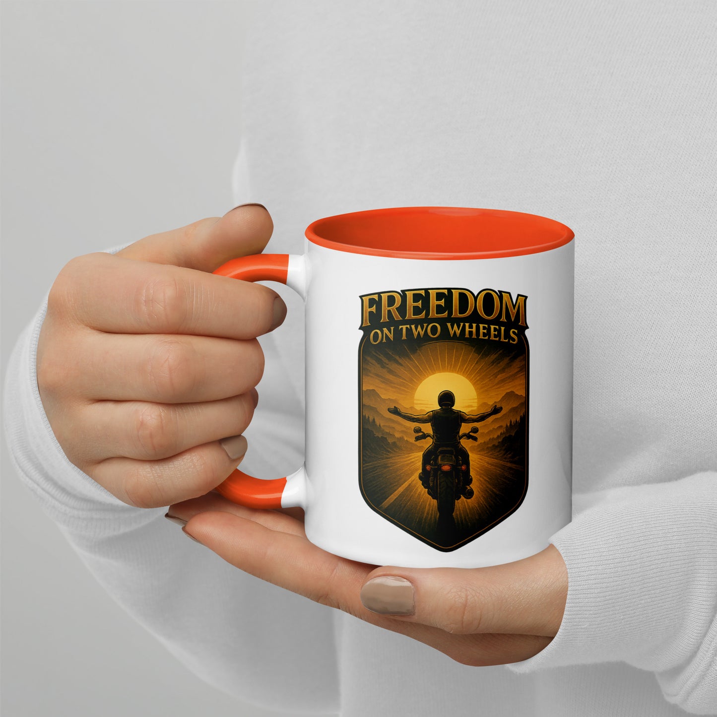 Freedom on Two Wheels - Tasse mit farbiger Innenseite