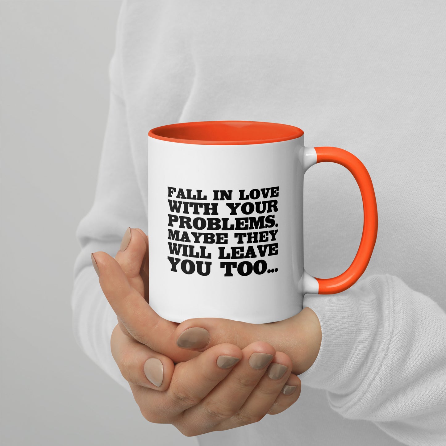 Fall in Love with Your Problems – Tasse mit farbiger Innenseite