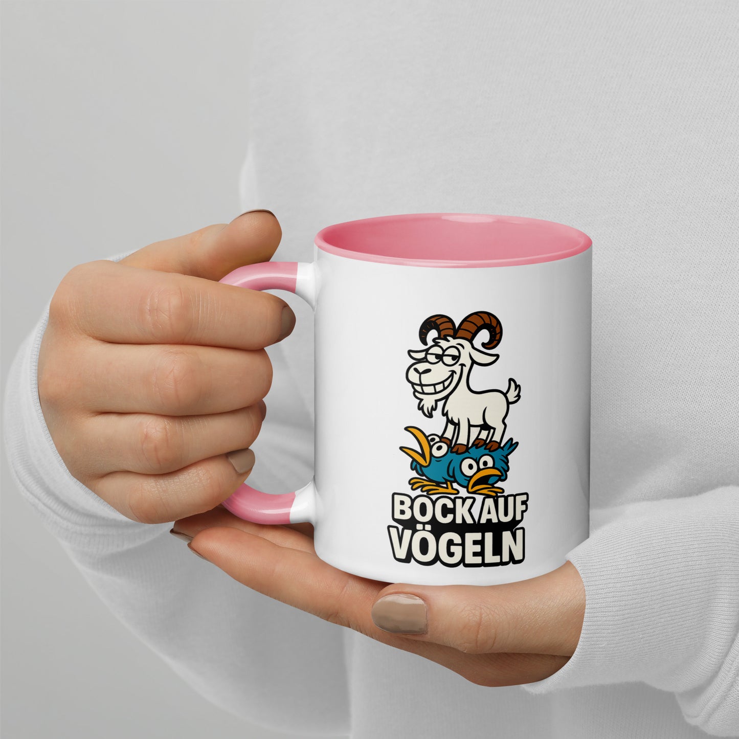 Bock auf Vögeln - Tasse mit farbiger Innenseite