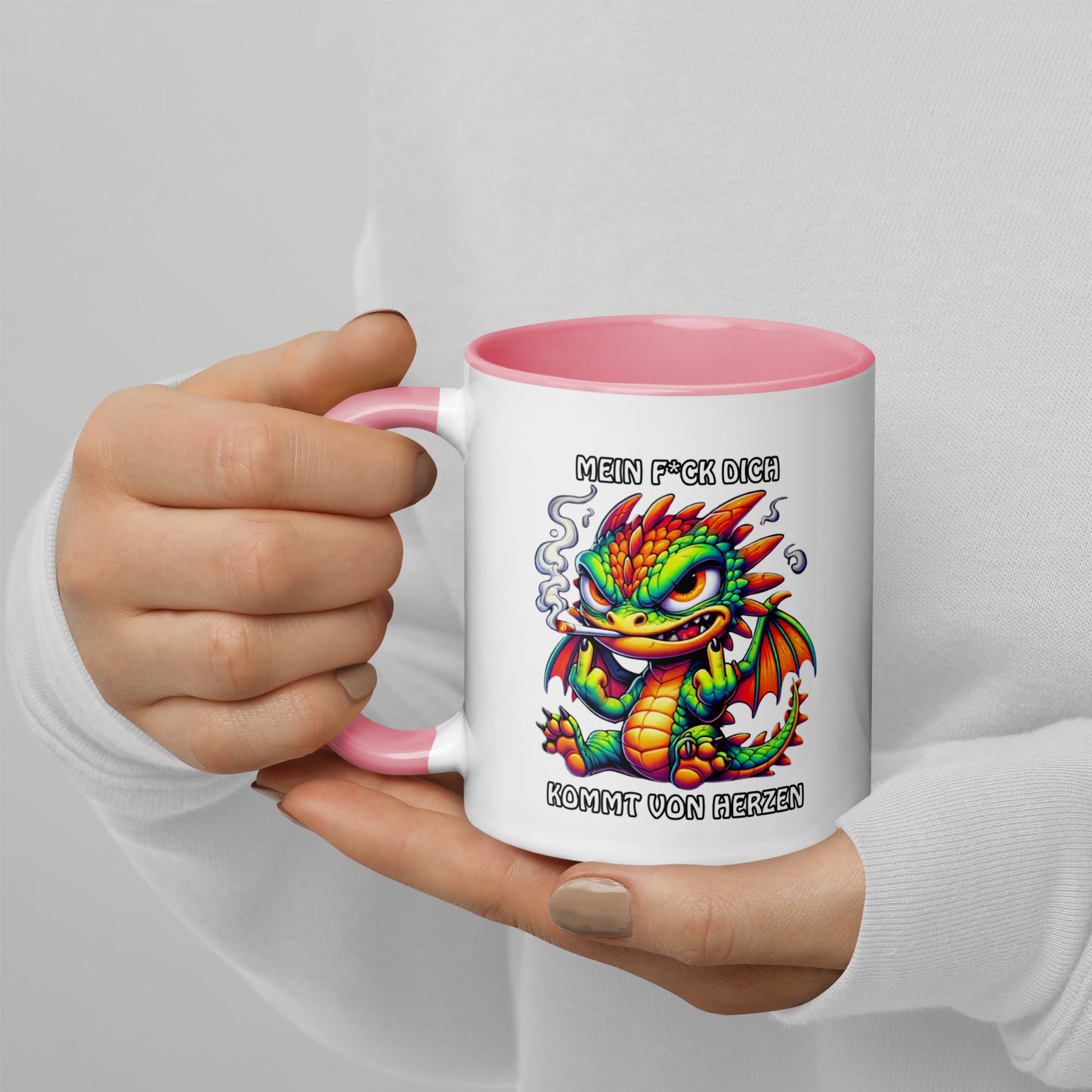 Smoko – Mein F*ck Dich kommt von Herzen - Tasse mit farbiger Innenseite