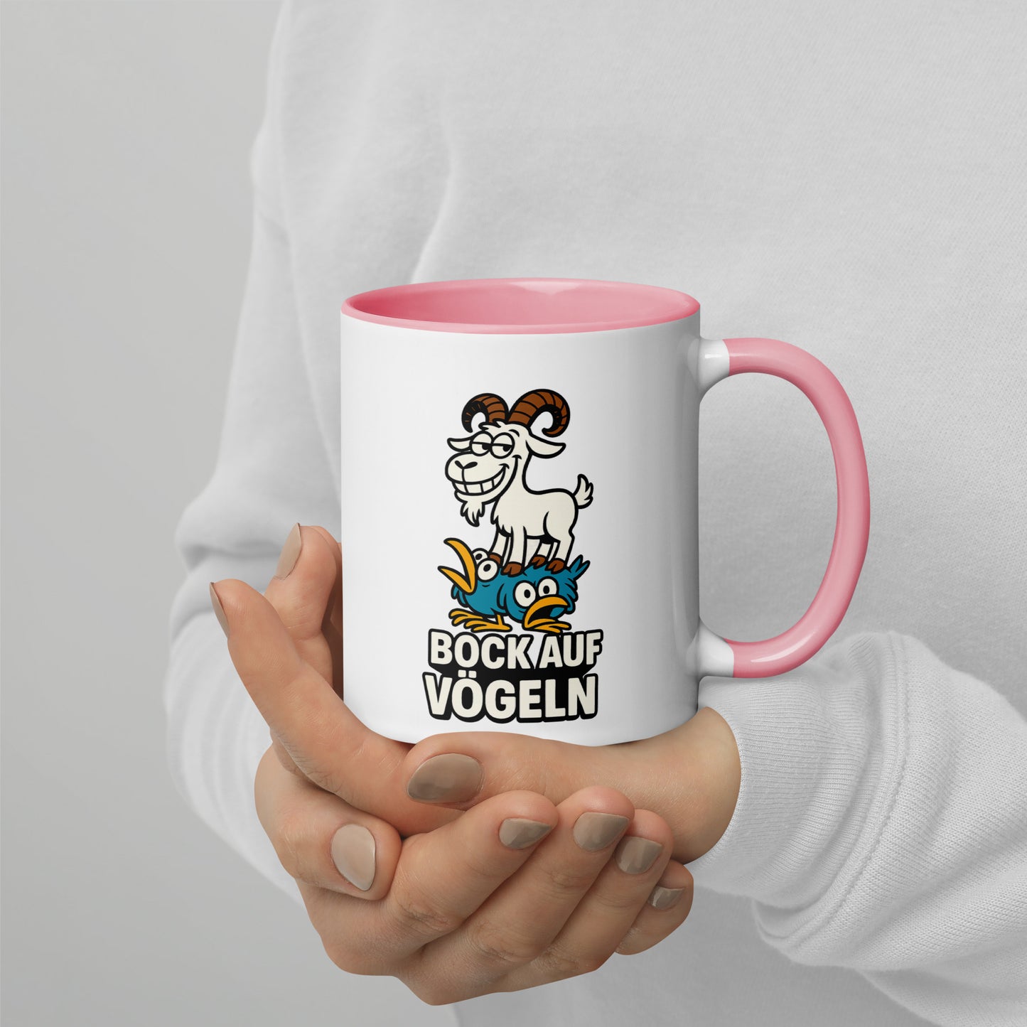 Bock auf Vögeln - Tasse mit farbiger Innenseite