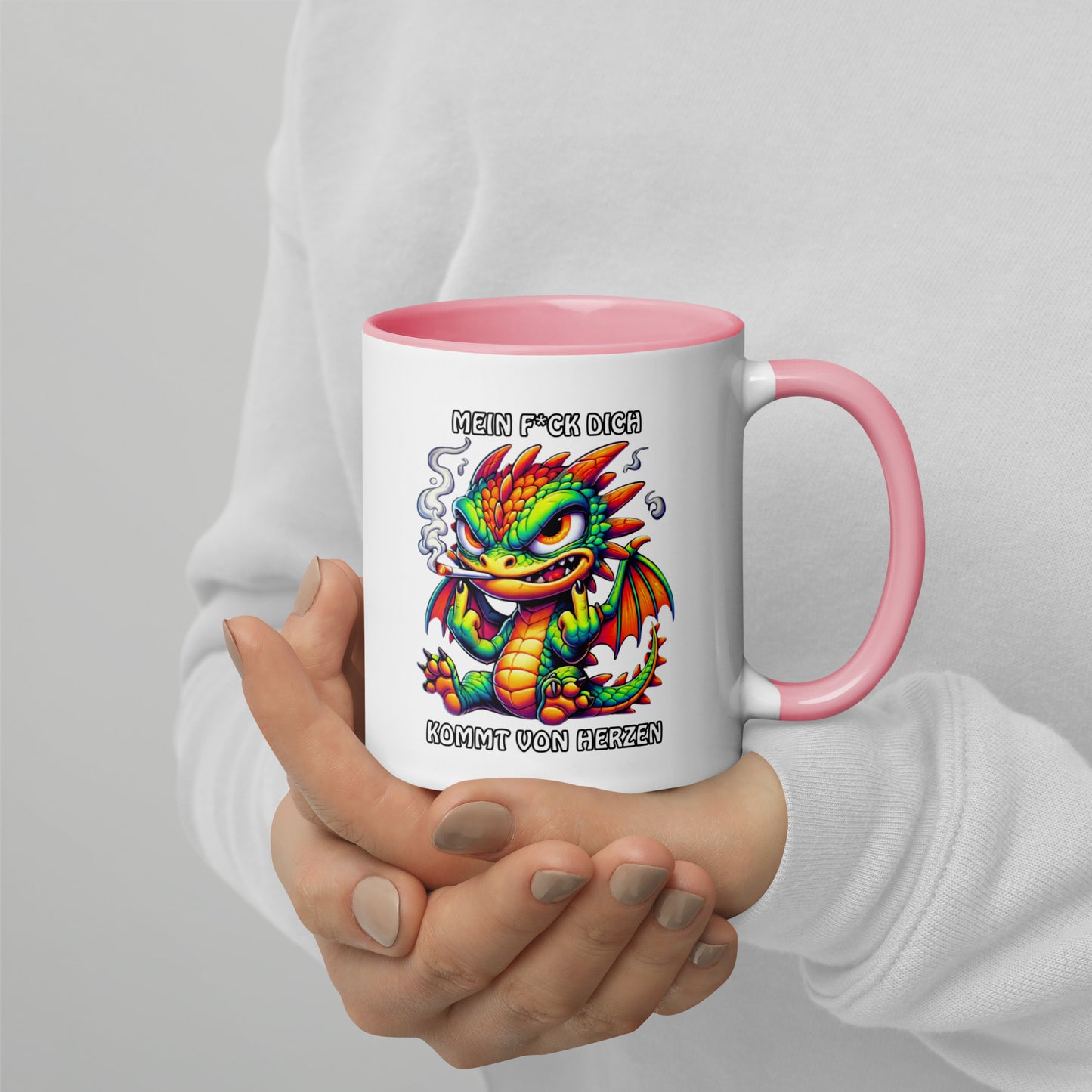 Smoko – Mein F*ck Dich kommt von Herzen - Tasse mit farbiger Innenseite