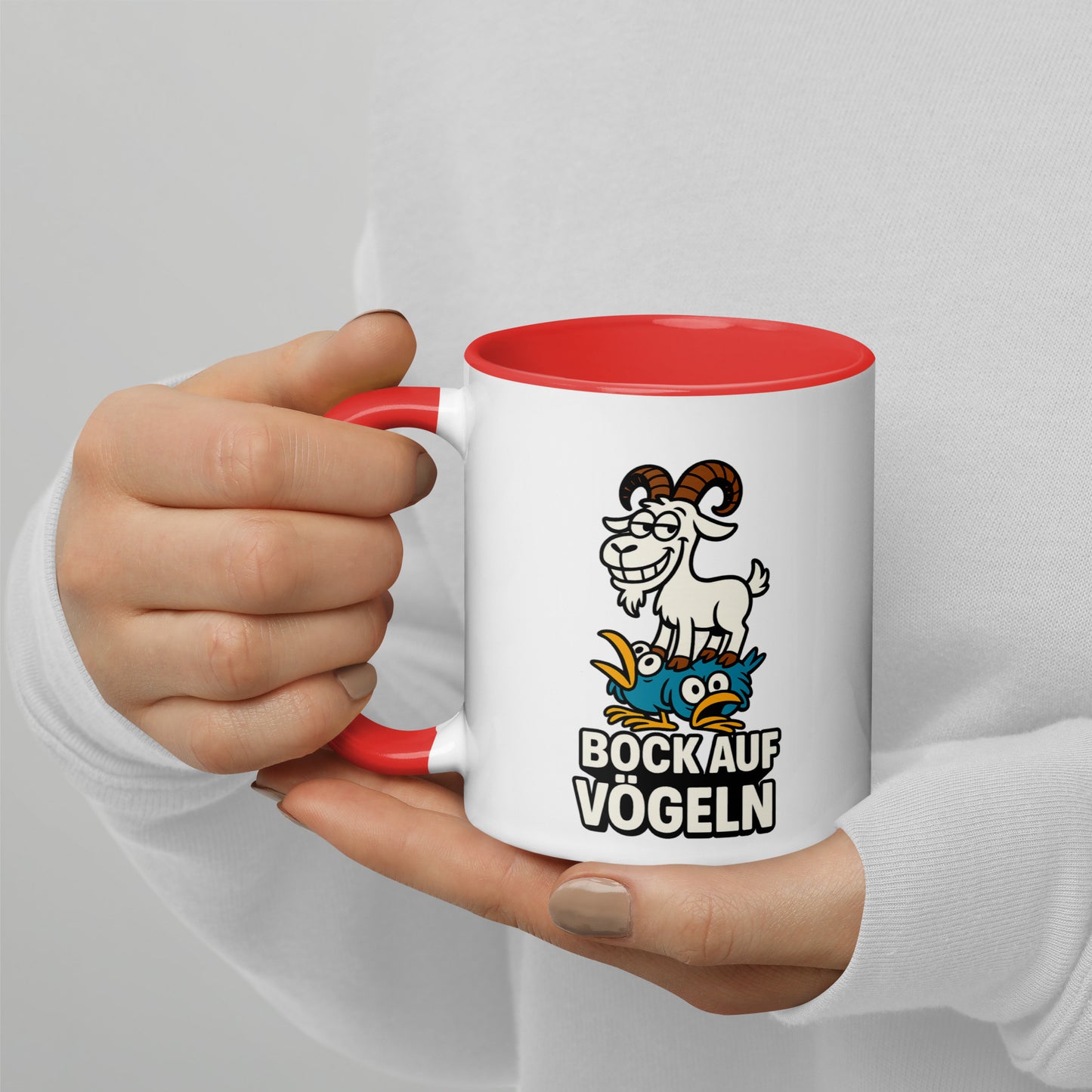 Bock auf Vögeln - Tasse mit farbiger Innenseite