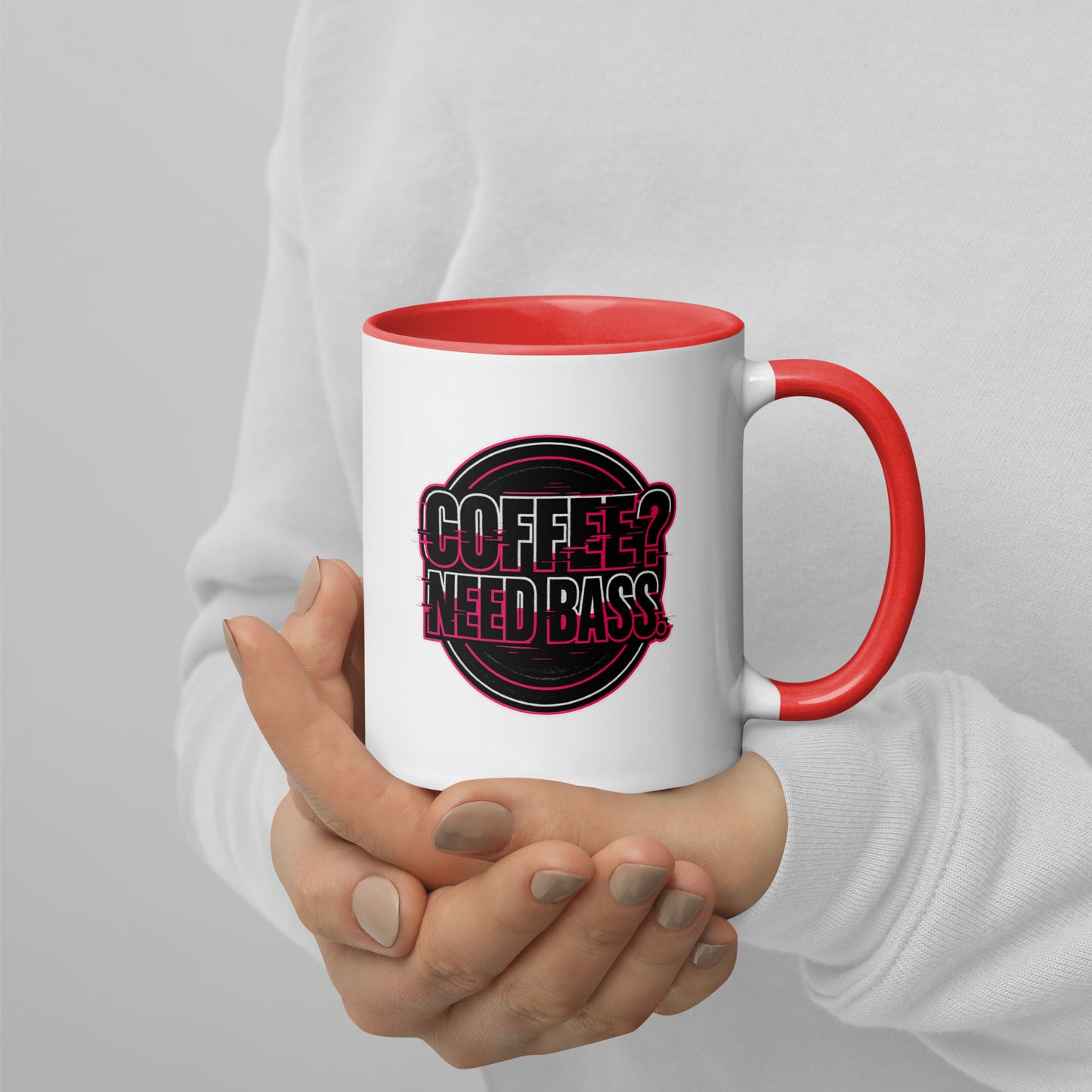Coffee? Need Bass – Mug with colored handle