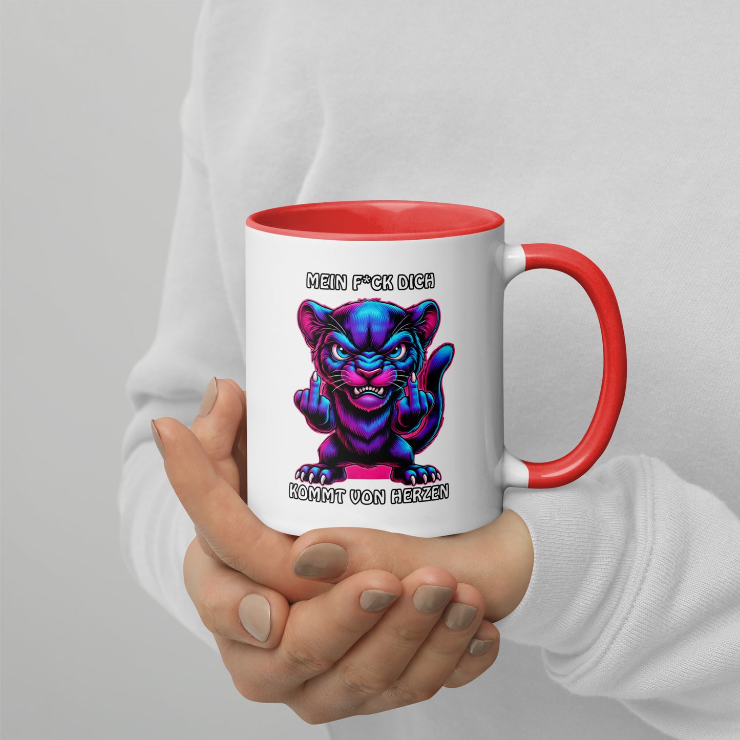 Furia – Mein F*ck Dich kommt von Herzen - Tasse mit farbiger Innenseite