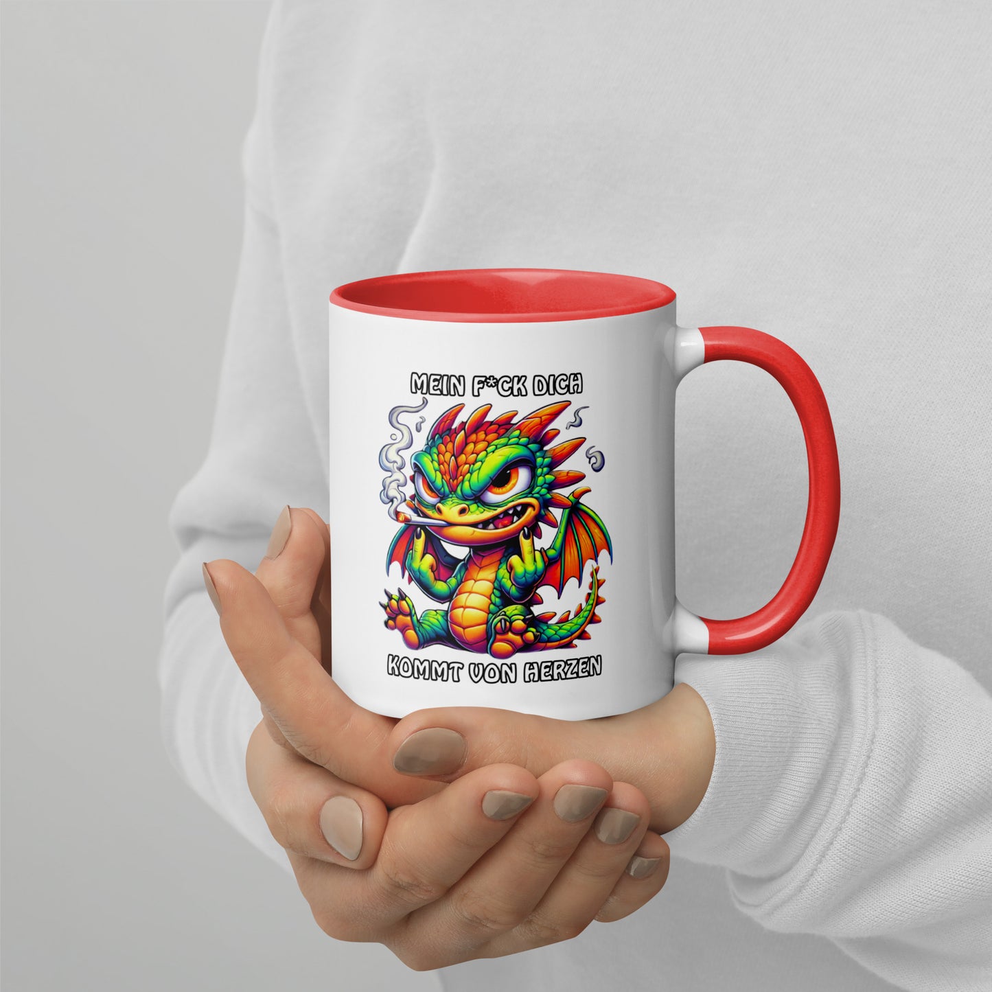 Smoko – Mein F*ck Dich kommt von Herzen - Tasse mit farbiger Innenseite