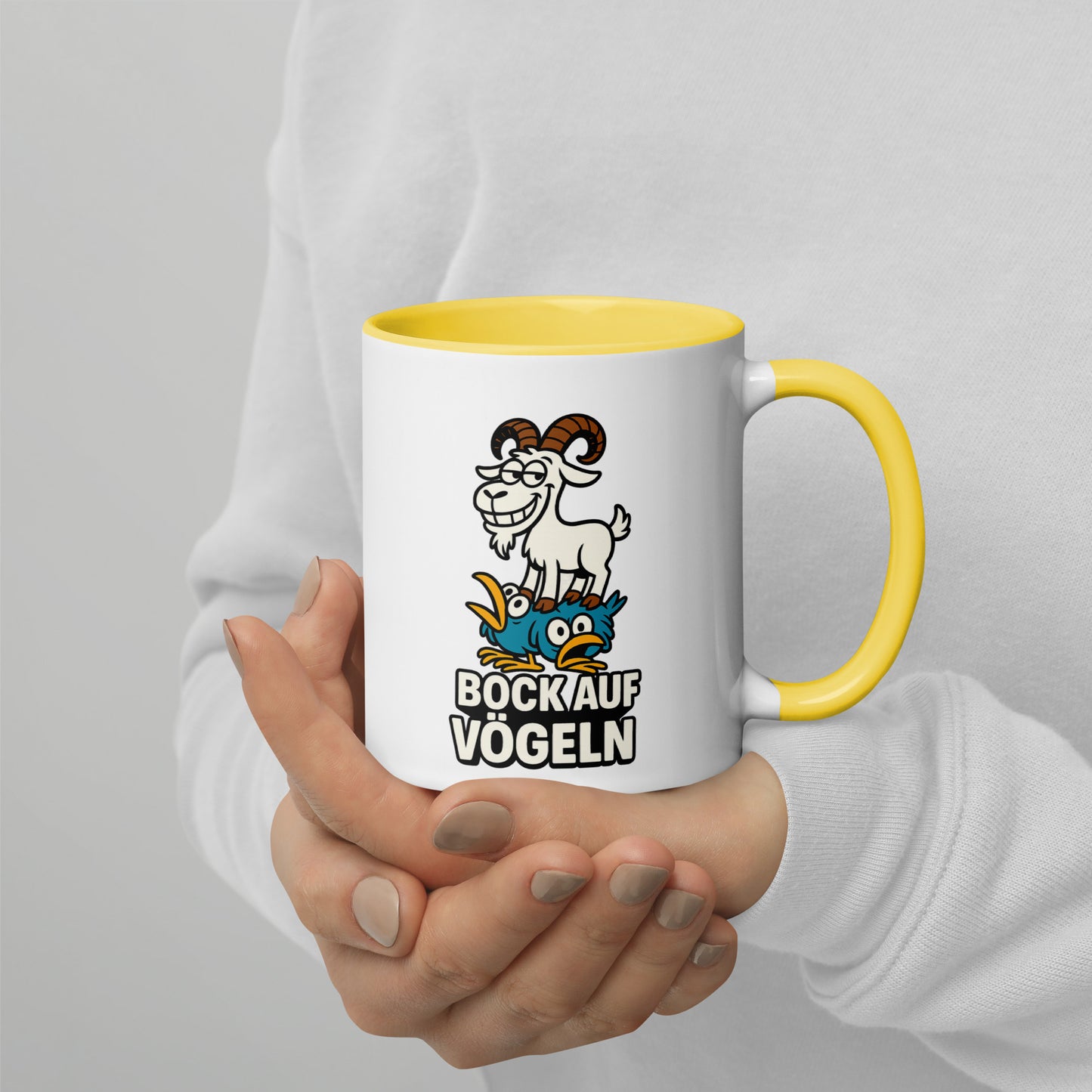 Bock auf Vögeln - Tasse mit farbiger Innenseite