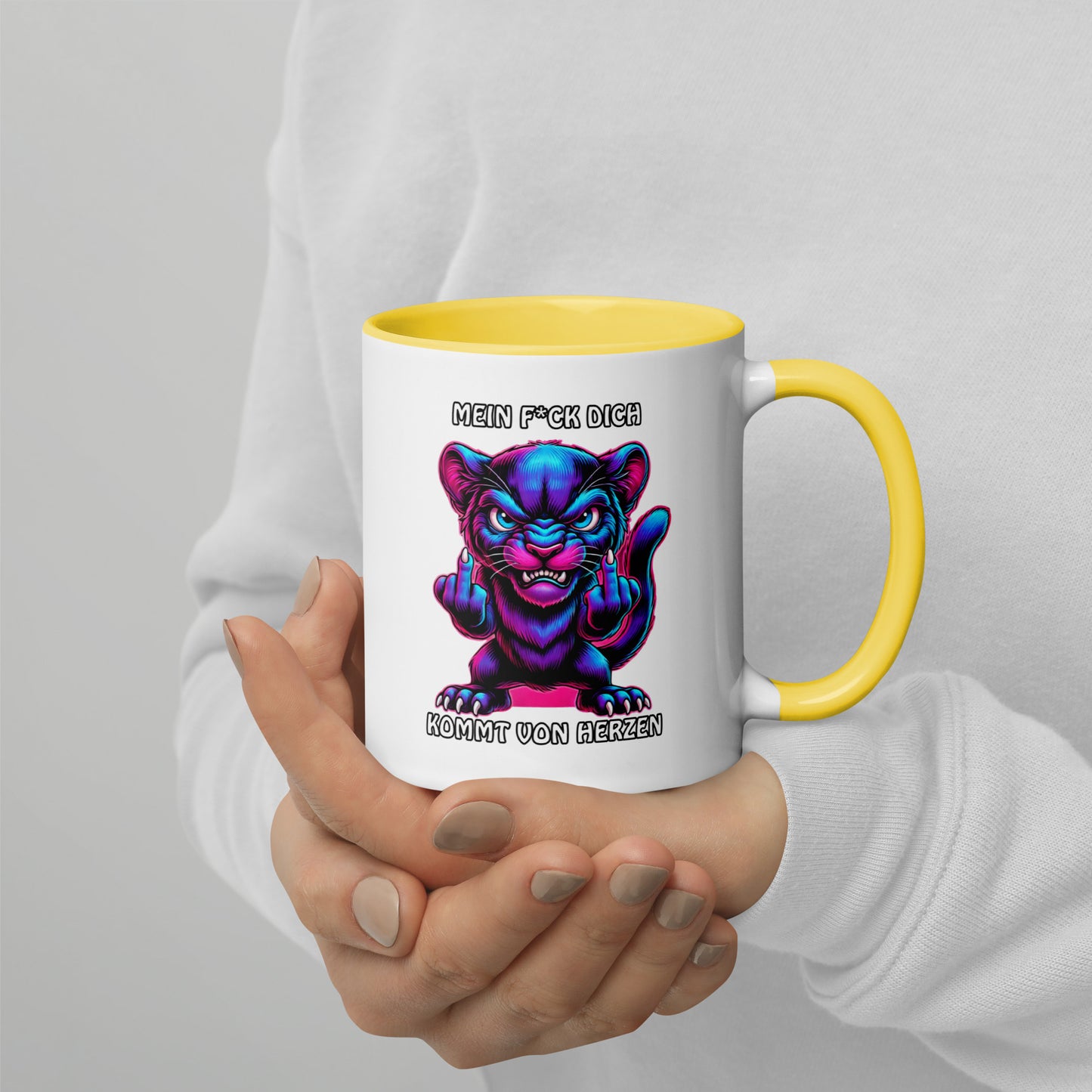 Furia – Mein F*ck Dich kommt von Herzen - Tasse mit farbiger Innenseite