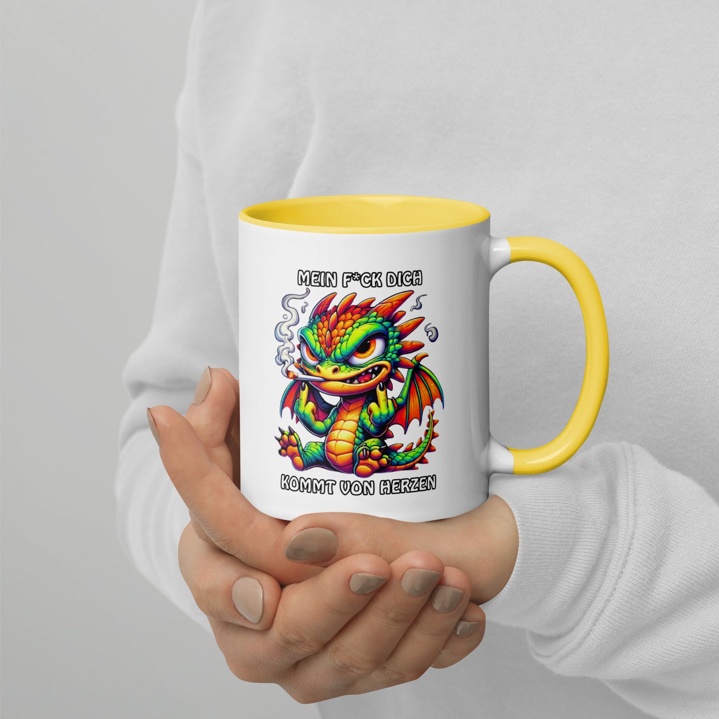Smoko – Mein F*ck Dich kommt von Herzen - Tasse mit farbiger Innenseite