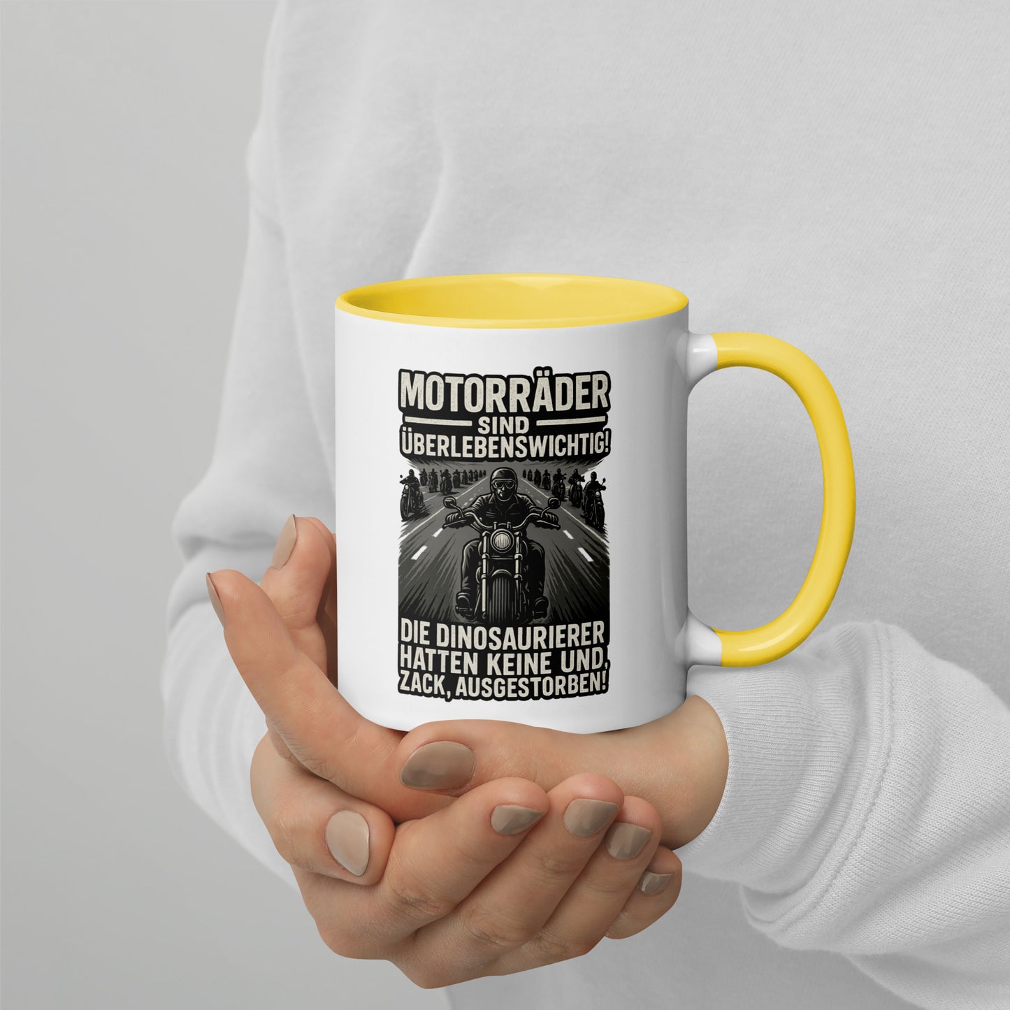 Motorräder sind überlebenswichtig – Biker Tasse mit farbiger Innenseite