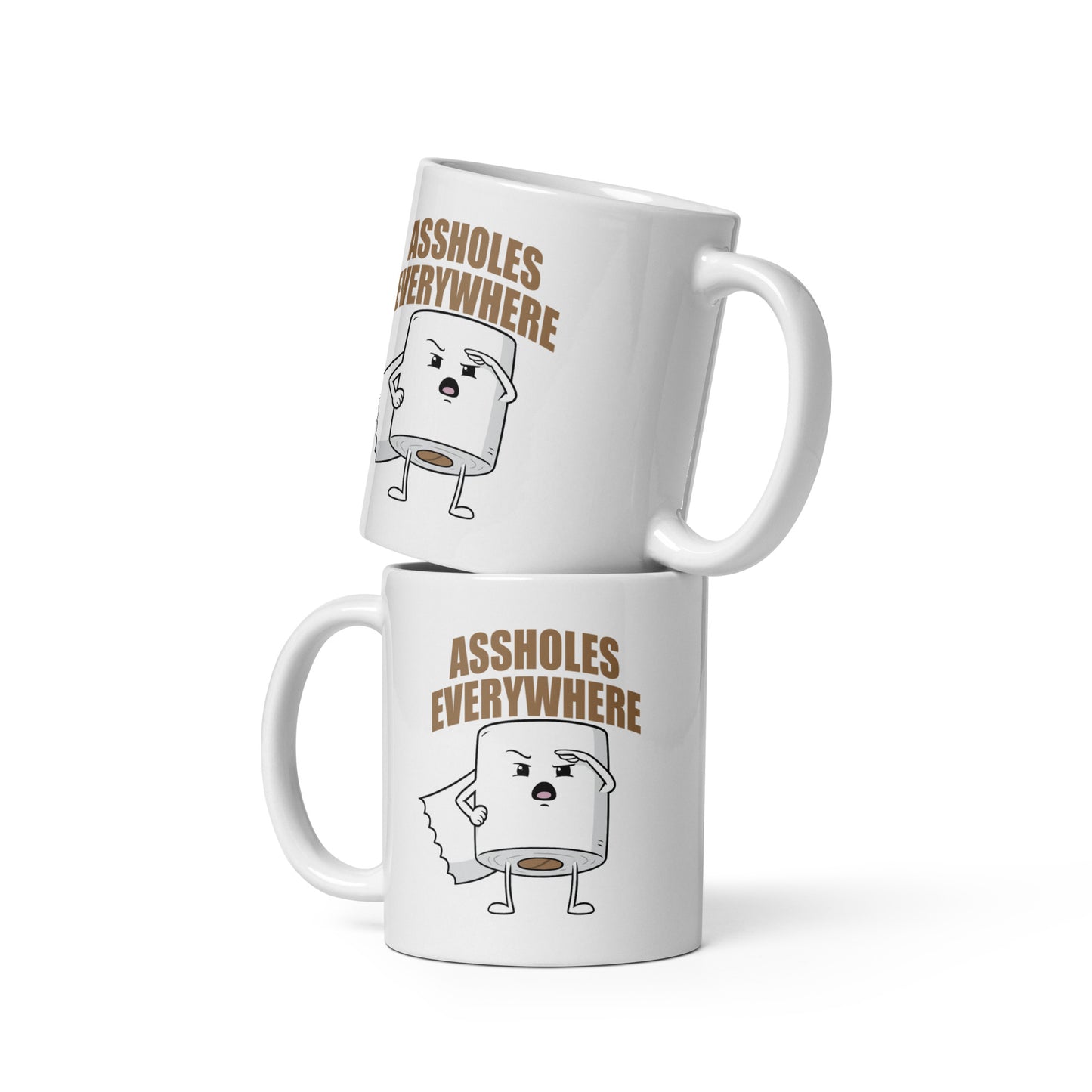 Assholes Everywhere - Weiße, glänzende Tasse