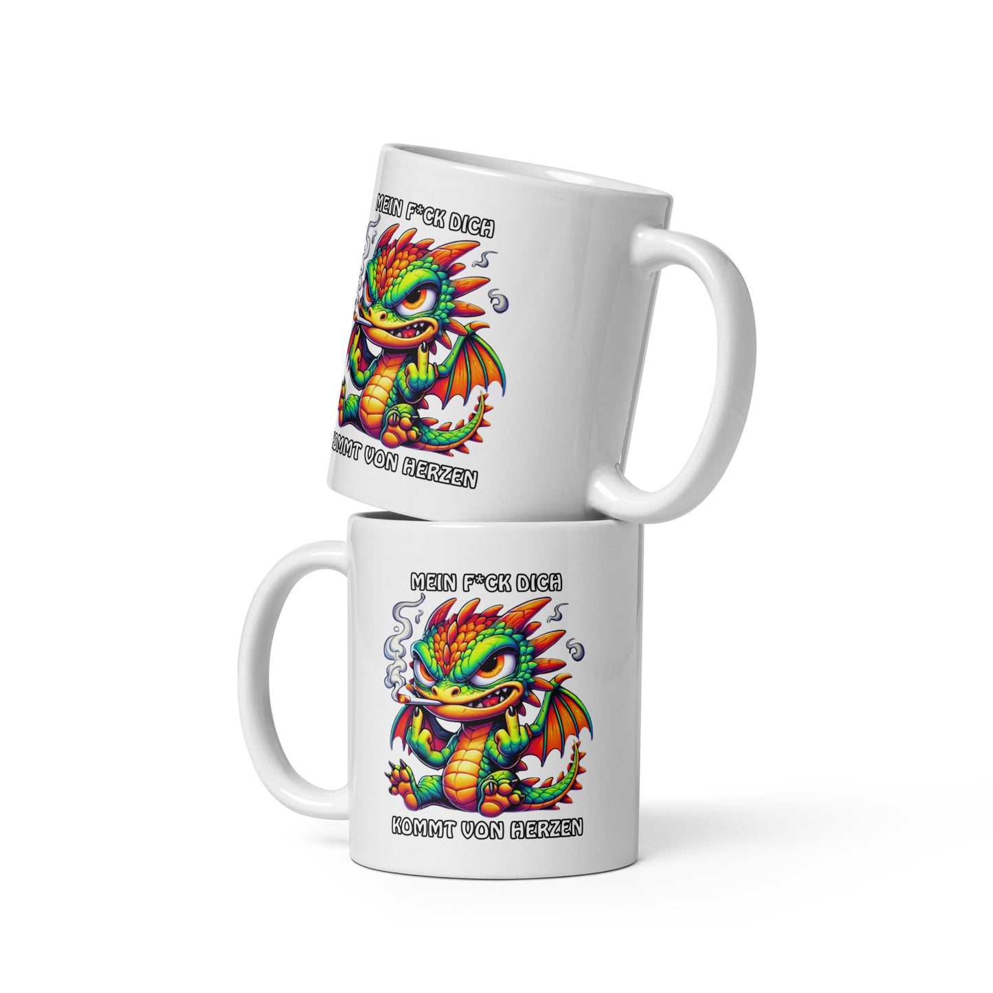 Smoko – Mein F*ck Dich kommt von Herzen - Weiße, glänzende Tasse