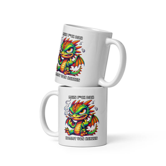 Smoko – Mein F*ck Dich kommt von Herzen - Weiße, glänzende Tasse