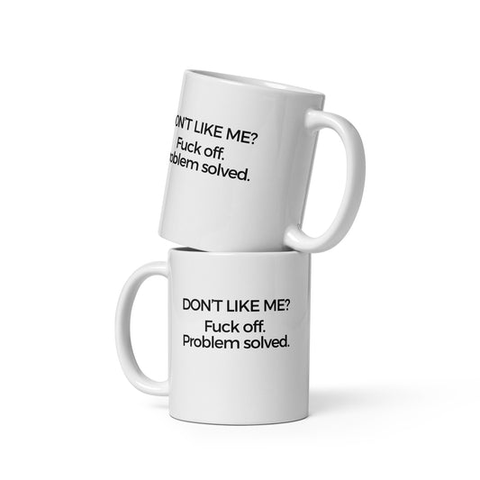 Problem Solved - Weiße, glänzende Tasse