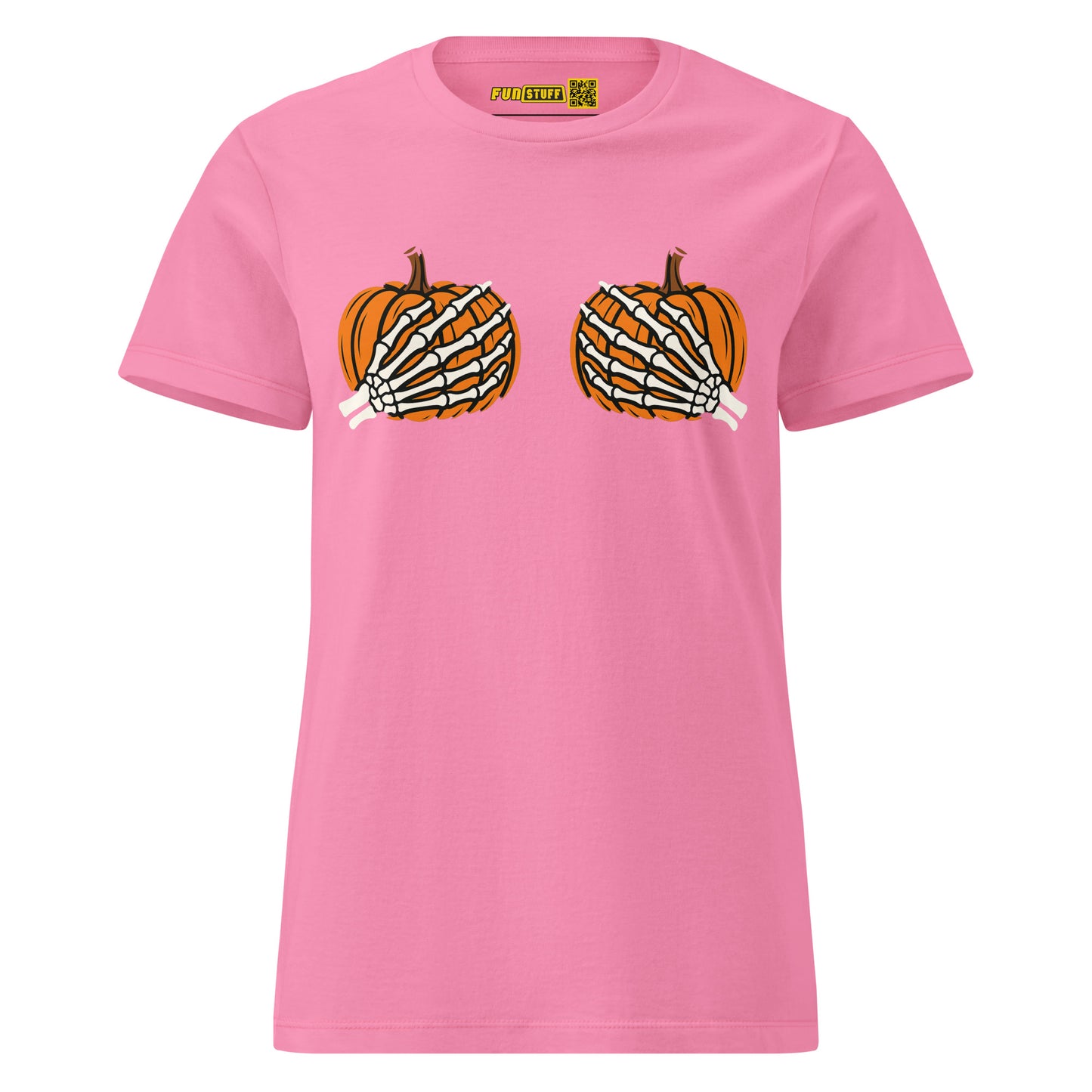Pumpkin Boobs – Halloween Ladies T-Shirt mit Skelett-Händen