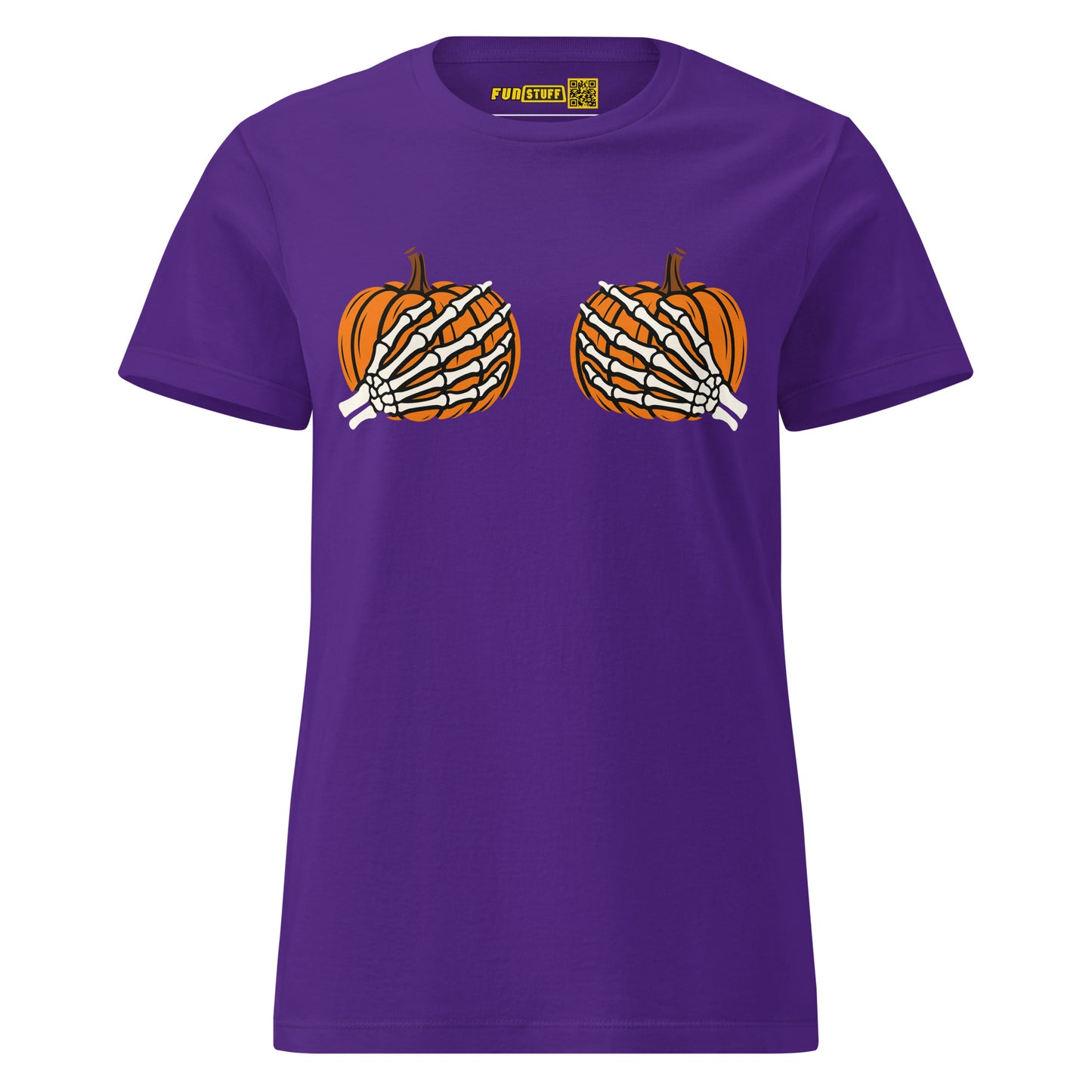 Pumpkin Boobs – Halloween Ladies T-Shirt mit Skelett-Händen