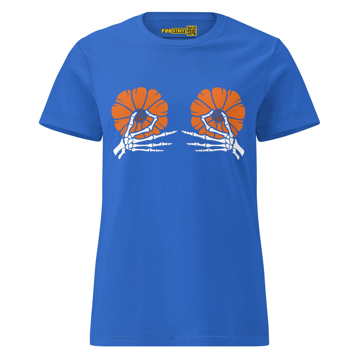 Pumpkin Boobs 2.0 – Halloween Ladies T-Shirt mit Skelett-Händen