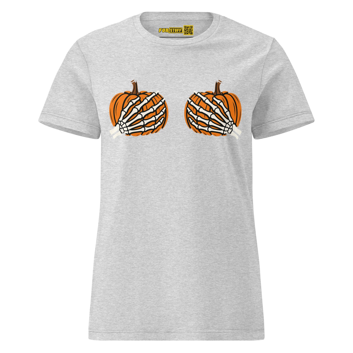 Pumpkin Boobs – Halloween Ladies T-Shirt mit Skelett-Händen