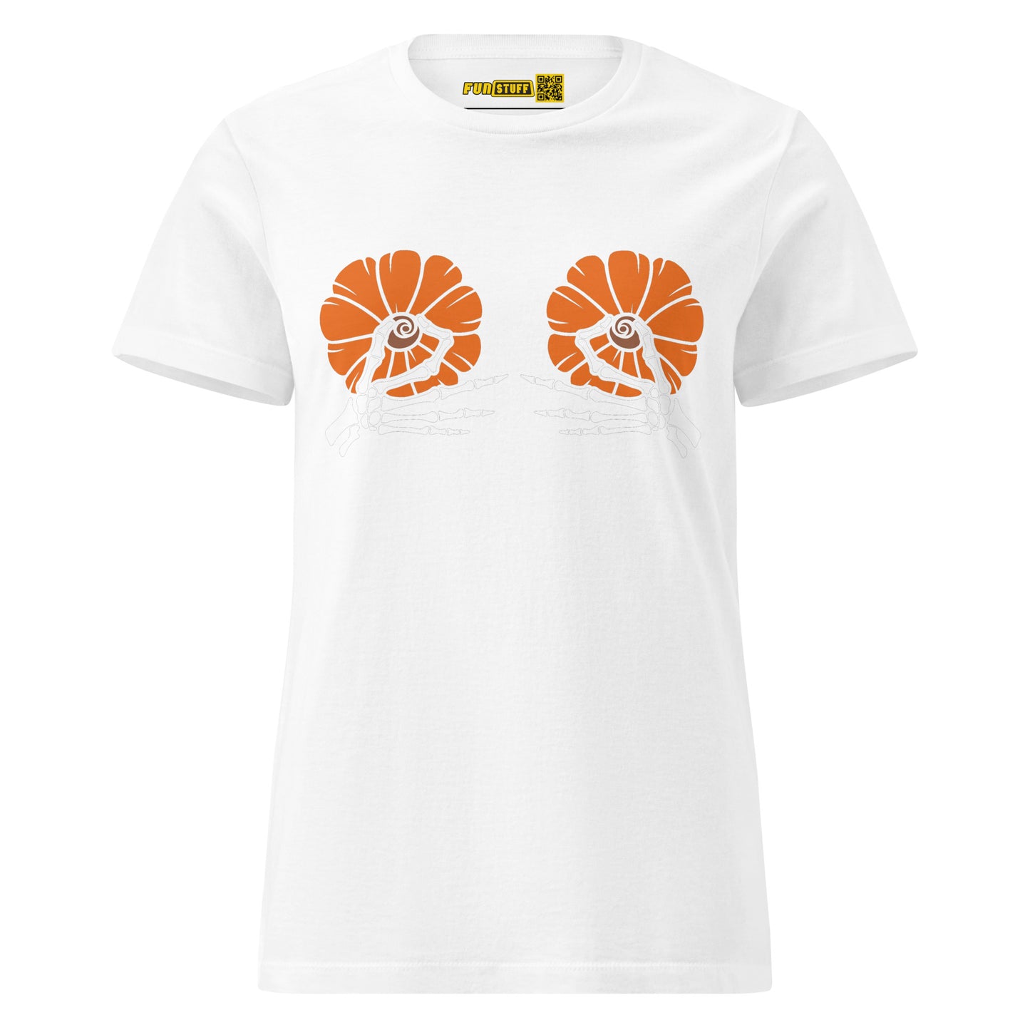 Pumpkin Boobs 2.0 – Halloween Ladies T-Shirt mit Skelett-Händen